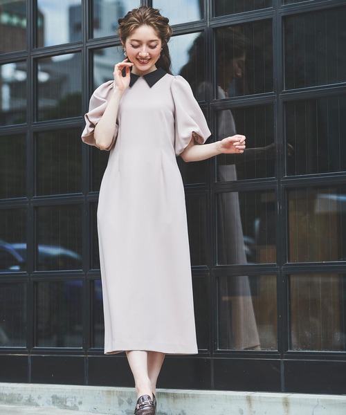 NOELA（ノエラ）の「ボリュームスリーブアイラインワンピース（ワンピース・レディース・オフホワイト/その他1/ピンク・S/M）」の5枚目の写真