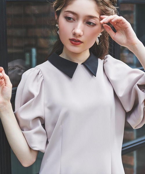 NOELA（ノエラ）の「ボリュームスリーブアイラインワンピース（ワンピース・レディース・オフホワイト/その他1/ピンク・S/M）」の7枚目の写真