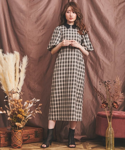 NOELA（ノエラ）の「ボリュームスリーブアイラインワンピース（ワンピース・レディース・オフホワイト/その他1/ピンク・S/M）」の9枚目の写真