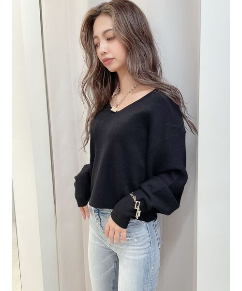 GYDA（ジェイダ）の「オフショルマトンスリーブニット TOPS（ニット/セーター・レディース・ブラック/ベージュ/アイボリー・FREE）」の13枚目の写真