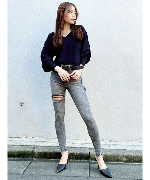 GYDA（ジェイダ）の「オフショルマトンスリーブニット TOPS（ニット/セーター・レディース・ブラック/ベージュ/アイボリー・FREE）」の16枚目の写真