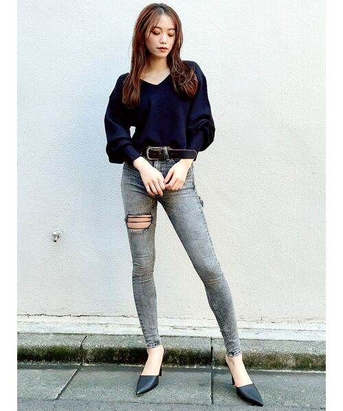 GYDA（ジェイダ）の「オフショルマトンスリーブニット TOPS（ニット/セーター・レディース・ブラック/ベージュ/アイボリー・FREE）」の21枚目の写真