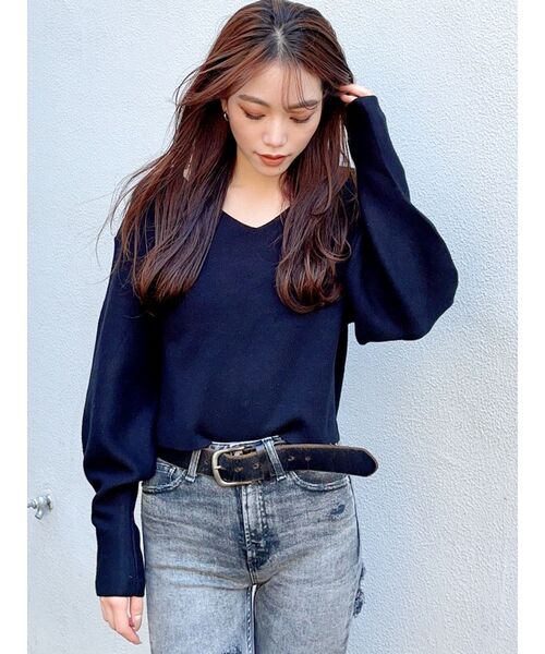 GYDA（ジェイダ）の「オフショルマトンスリーブニット TOPS（ニット/セーター・レディース・ブラック/ベージュ/アイボリー・FREE）」の19枚目の写真