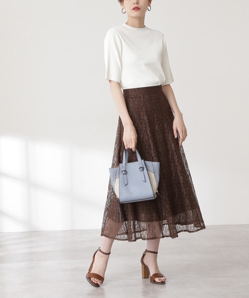 N.(N. Natural Beauty Basic)(エヌエヌナチュラルビューティーベーシック)の「◆レースマーメイドミディスカート(スカート・レディース・チャコールグレー/ブラウン/グレイッシュベージュ/ピンク/ブラック・MEDIUM)」の3枚目の写真