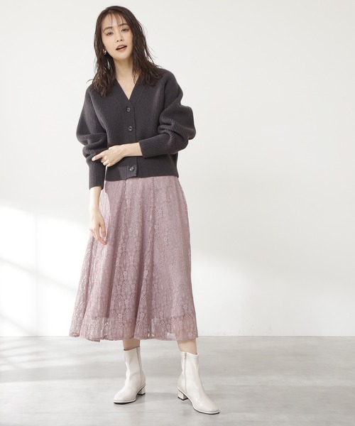 N.(N. Natural Beauty Basic)(エヌエヌナチュラルビューティーベーシック)の「◆レースマーメイドミディスカート(スカート・レディース・チャコールグレー/ブラウン/グレイッシュベージュ/ピンク/ブラック・MEDIUM)」の5枚目の写真