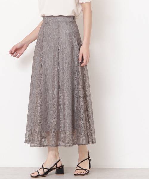 N.(N. Natural Beauty Basic)(エヌエヌナチュラルビューティーベーシック)の「◆レースマーメイドミディスカート(スカート・レディース・チャコールグレー/ブラウン/グレイッシュベージュ/ピンク/ブラック・MEDIUM)」の2枚目の写真