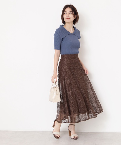 N.(N. Natural Beauty Basic)(エヌエヌナチュラルビューティーベーシック)の「◆レースマーメイドミディスカート(スカート・レディース・チャコールグレー/ブラウン/グレイッシュベージュ/ピンク/ブラック・MEDIUM)」の7枚目の写真