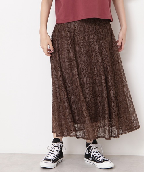 N.(N. Natural Beauty Basic)(エヌエヌナチュラルビューティーベーシック)の「◆レースマーメイドミディスカート(スカート・レディース・チャコールグレー/ブラウン/グレイッシュベージュ/ピンク/ブラック・MEDIUM)」の6枚目の写真