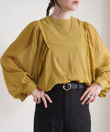 Fizz | 【Fizz/フィズ】　バックリボンボリューム袖シアーブラウス(シャツ/ブラウス)