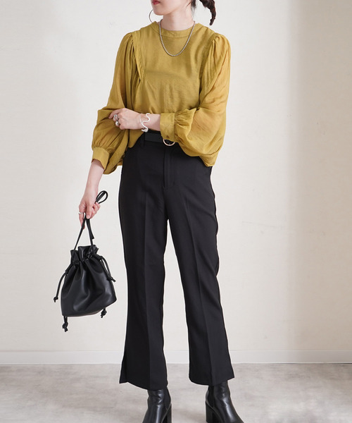 Fizz(フィズ)の「【Fizz/フィズ】 バックリボンボリューム袖シアーブラウス(シャツ/ブラウス・レディース・ブラック/オリーブ/サンドベージュ・M)」の14枚目の写真