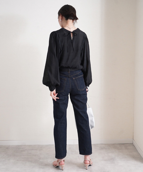 Fizz(フィズ)の「【Fizz/フィズ】 バックリボンボリューム袖シアーブラウス(シャツ/ブラウス・レディース・ブラック/オリーブ/サンドベージュ・M)」の15枚目の写真