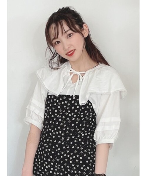 Cutie Blonde（キューティーブロンド）の「◆【S-L】綿ワッシャーブラウス（シャツ/ブラウス・レディース・ブラック/オフホワイト/ブラウン系・03/02/01）」の2枚目の写真