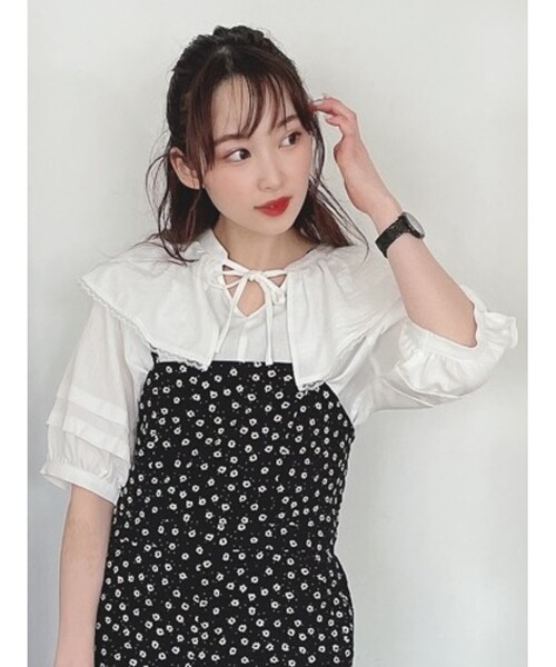 Cutie Blonde（キューティーブロンド）の「◆【S-L】綿ワッシャーブラウス（シャツ/ブラウス・レディース・ブラック/オフホワイト/ブラウン系・03/02/01）」の8枚目の写真