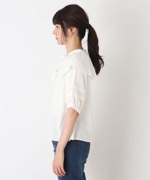 Cutie Blonde（キューティーブロンド）の「◆【S-L】綿ワッシャーブラウス（シャツ/ブラウス・レディース・ブラック/オフホワイト/ブラウン系・03/02/01）」の6枚目の写真