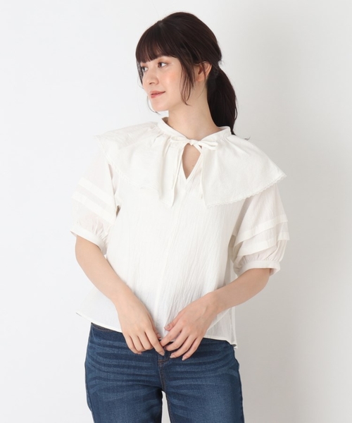 Cutie Blonde（キューティーブロンド）の「◆【S-L】綿ワッシャーブラウス（シャツ/ブラウス・レディース・ブラック/オフホワイト/ブラウン系・03/02/01）」の18枚目の写真