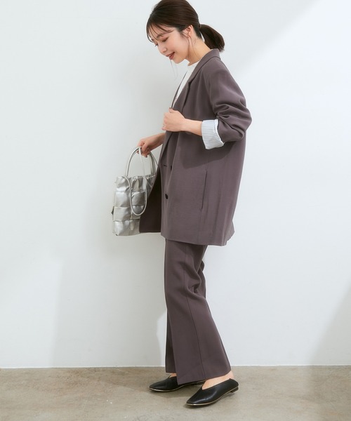 VIS（ビス）の「【セットアップ対応】ゆったりシルエット。ピーチ起毛ダブルテーラード（テーラードジャケット・レディース・ダークブラウン/ベージュ系その他/モスグリーン・FREE）」の18枚目の写真