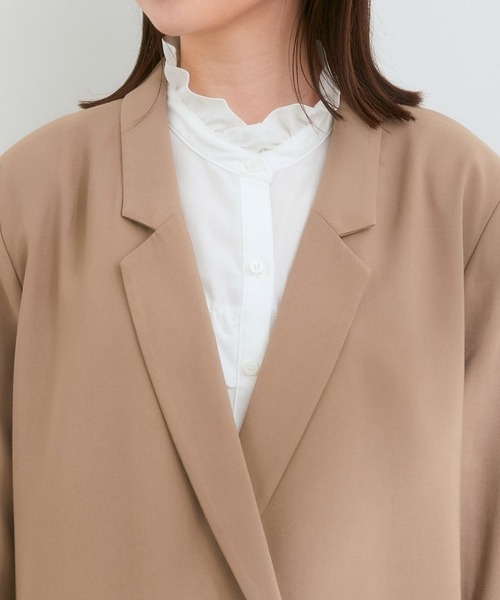 VIS（ビス）の「【セットアップ対応】ゆったりシルエット。ピーチ起毛ダブルテーラード（テーラードジャケット・レディース・ダークブラウン/ベージュ系その他/モスグリーン・FREE）」の20枚目の写真