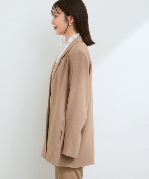 VIS（ビス）の「【セットアップ対応】ゆったりシルエット。ピーチ起毛ダブルテーラード（テーラードジャケット・レディース・ダークブラウン/ベージュ系その他/モスグリーン・FREE）」の17枚目の写真