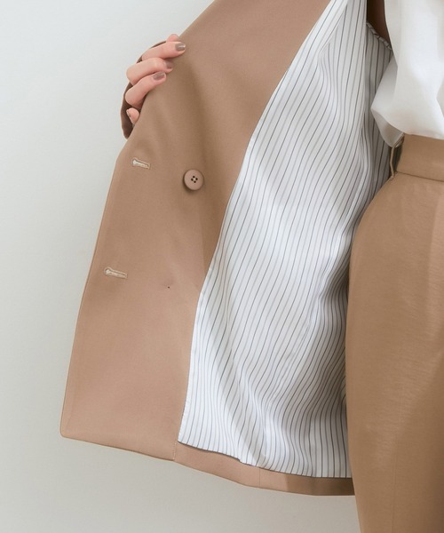 VIS（ビス）の「【セットアップ対応】ゆったりシルエット。ピーチ起毛ダブルテーラード（テーラードジャケット・レディース・ダークブラウン/ベージュ系その他/モスグリーン・FREE）」の15枚目の写真