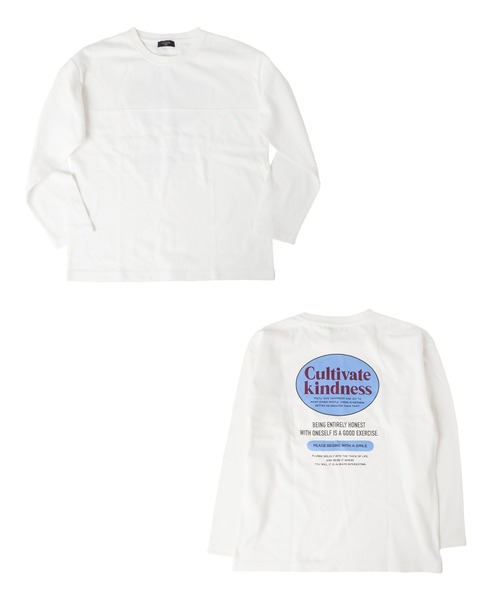 GLAZOS(グラソス)の「厚手天竺・ドロップショルダー切替オーバルバックプリント長袖Tシャツ(Tシャツ/カットソー・キッズ・ライトブルー/ホワイト/チャコールグレー・130cm/150cm/140cm/170cm/160cm)」の1枚目の写真