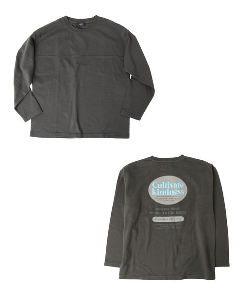 GLAZOS(グラソス)の「厚手天竺・ドロップショルダー切替オーバルバックプリント長袖Tシャツ(Tシャツ/カットソー・キッズ・ライトブルー/ホワイト/チャコールグレー・130cm/150cm/140cm/170cm/160cm)」の2枚目の写真