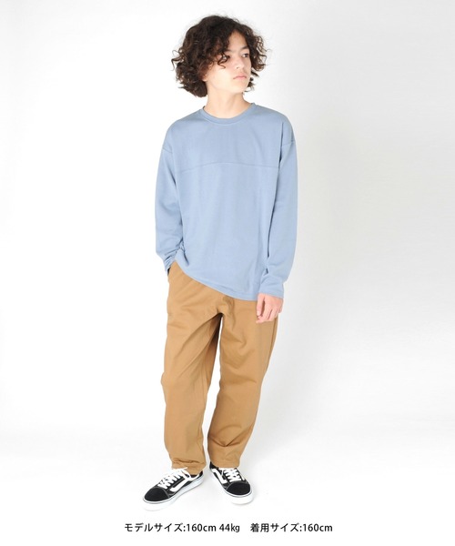 GLAZOS(グラソス)の「厚手天竺・ドロップショルダー切替オーバルバックプリント長袖Tシャツ(Tシャツ/カットソー・キッズ・ライトブルー/ホワイト/チャコールグレー・130cm/150cm/140cm/170cm/160cm)」の4枚目の写真