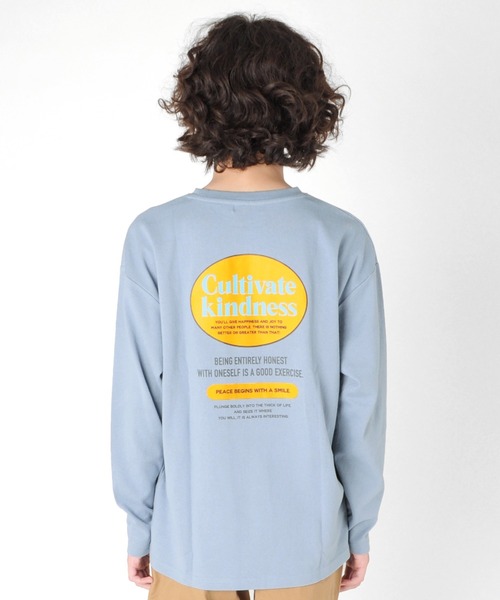 GLAZOS(グラソス)の「厚手天竺・ドロップショルダー切替オーバルバックプリント長袖Tシャツ(Tシャツ/カットソー・キッズ・ライトブルー/ホワイト/チャコールグレー・130cm/150cm/140cm/170cm/160cm)」の8枚目の写真