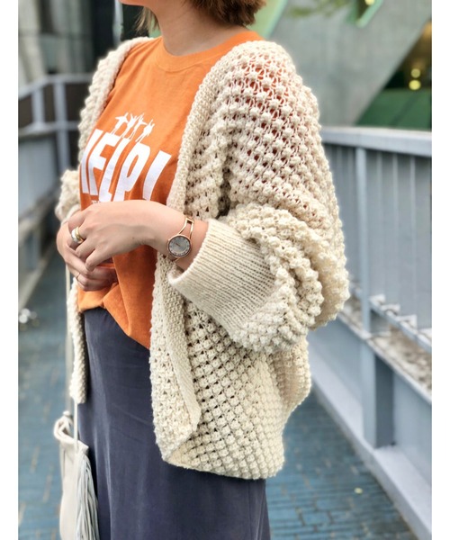 RIVE DROITE（リヴドロワ）の「ポップコーン柄が新鮮な一枚　ロービングハンドニットカーディガン（カーディガン/ボレロ・レディース・オフホワイト・FREE）」の20枚目の写真