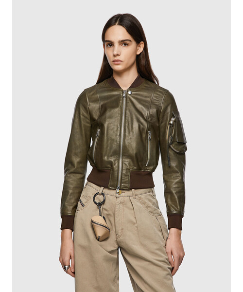 DIESEL（ディーゼル）の「レディース ボンバージャケット レザー（ブルゾン・レディース・ブラック/オリーブ・LARGE/SMALL/X-SMALL/MEDIUM）」の7枚目の写真