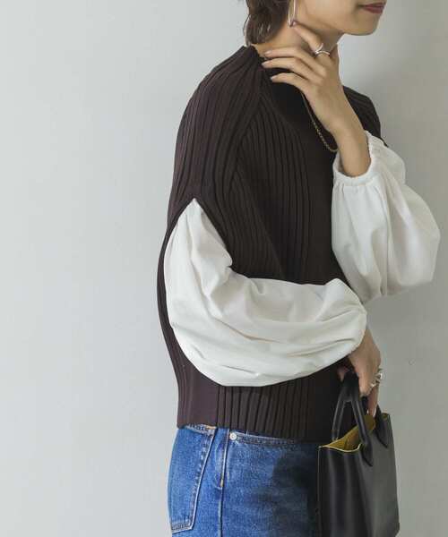 URBAN RESEARCH（アーバンリサーチ）の「リブニットベスト（ニット/セーター・レディース・グレー系その他/グリーン系その他/ブラウン・FREE）」の9枚目の写真