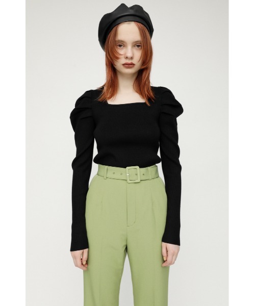 SLY（スライ）の「SQUARE NECK PUFF SLEEVE TOPS スクエアネック パフスリーブ トップス（ニット/セーター・レディース・アイボリー/パープル/ブラック/ブラウン・FREE）」の6枚目の写真