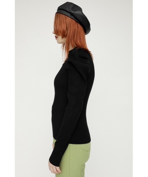 SLY（スライ）の「SQUARE NECK PUFF SLEEVE TOPS スクエアネック パフスリーブ トップス（ニット/セーター・レディース・アイボリー/パープル/ブラック/ブラウン・FREE）」の9枚目の写真