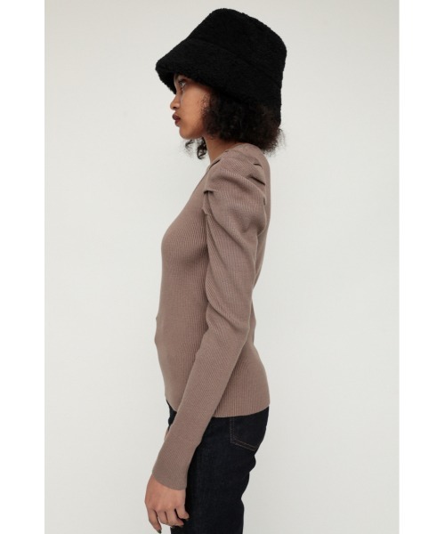 SLY（スライ）の「SQUARE NECK PUFF SLEEVE TOPS スクエアネック パフスリーブ トップス（ニット/セーター・レディース・アイボリー/パープル/ブラック/ブラウン・FREE）」の14枚目の写真