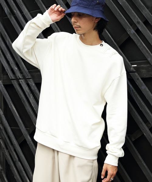 8(eight)(エイト)の「チャイニーズスウェット(スウェット・メンズ・オフホワイト/グレイッシュブルー/チャコールグレー・MEDIUM/LARGE)」の1枚目の写真