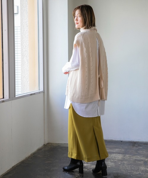 A part by（アパートバイ）の「5GAcWケーブルベスト　237121（ベスト・レディース・アイボリー/ブラック/チャコールグレー・FREE）」の16枚目の写真