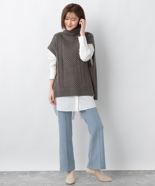 A part by（アパートバイ）の「5GAcWケーブルベスト　237121（ベスト・レディース・アイボリー/ブラック/チャコールグレー・FREE）」の17枚目の写真