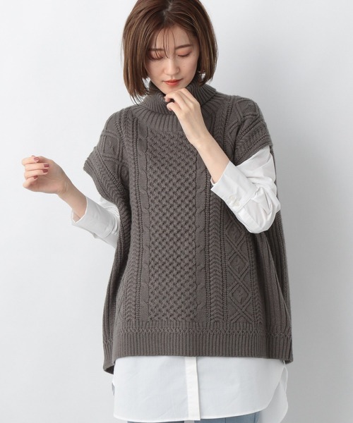 A part by（アパートバイ）の「5GAcWケーブルベスト　237121（ベスト・レディース・アイボリー/ブラック/チャコールグレー・FREE）」の22枚目の写真