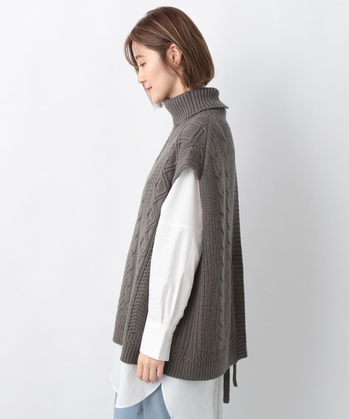 A part by（アパートバイ）の「5GAcWケーブルベスト　237121（ベスト・レディース・アイボリー/ブラック/チャコールグレー・FREE）」の10枚目の写真