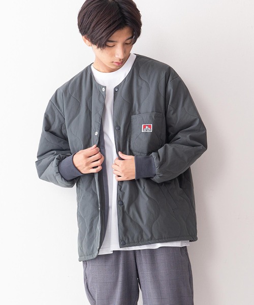 BEN DAVIS（ベンデイビス）の「【BEN DAVIS/ベンデイビス】ノーカラーミリタリー中綿キルトジャケット（ミリタリージャケット・メンズ・ブラック/カーキ・SMALL/MEDIUM/LARGE/X-LARGE）」の2枚目の写真