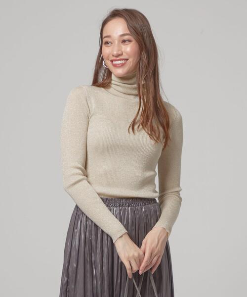 closet story(クローゼットストーリー)の「<closet story>ベーシック リブ ラメ タートルネック ニット -ウォッシャブル-(ニット/セーター・レディース・ブラック/ネイビー/ナチュラル・FREE)」の1枚目の写真