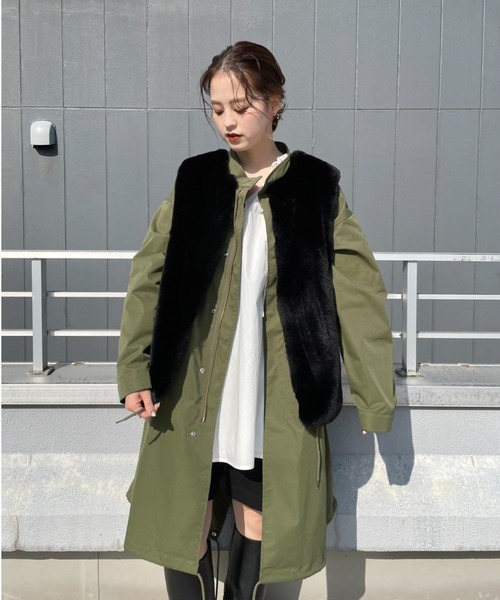 CIAOPANIC(チャオパニック)の「M-65 ビッグシルエットキルティングライナー付き3WAYモッズコート【ユニセックス】(モッズコート・レディース・ブラック/オリーブ・0/2)」の16枚目の写真