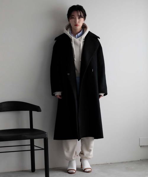 Doux archives（ドゥアルシーヴ）の「ＳＵＰＥＲ１００ビーバー　ＢＩＧチェスターコート（チェスターコート・レディース・ブラック/ブラウン・MEDIUM）」の2枚目の写真