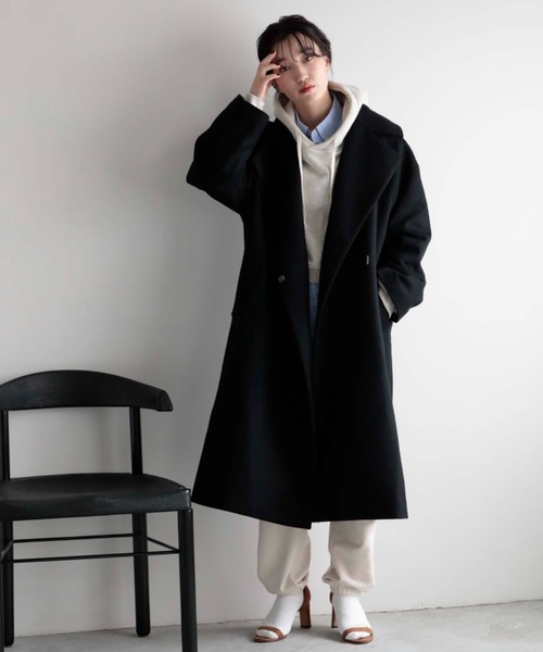 Doux archives（ドゥアルシーヴ）の「ＳＵＰＥＲ１００ビーバー　ＢＩＧチェスターコート（チェスターコート・レディース・ブラック/ブラウン・MEDIUM）」の15枚目の写真