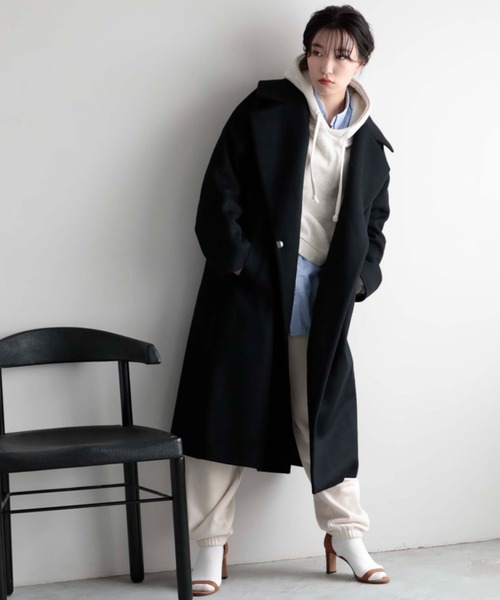 Doux archives（ドゥアルシーヴ）の「ＳＵＰＥＲ１００ビーバー　ＢＩＧチェスターコート（チェスターコート・レディース・ブラック/ブラウン・MEDIUM）」の3枚目の写真