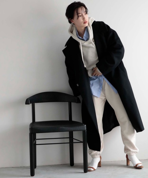 Doux archives（ドゥアルシーヴ）の「ＳＵＰＥＲ１００ビーバー　ＢＩＧチェスターコート（チェスターコート・レディース・ブラック/ブラウン・MEDIUM）」の17枚目の写真