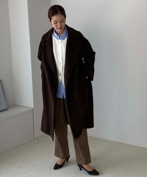 Doux archives（ドゥアルシーヴ）の「ＳＵＰＥＲ１００ビーバー　ＢＩＧチェスターコート（チェスターコート・レディース・ブラック/ブラウン・MEDIUM）」の10枚目の写真