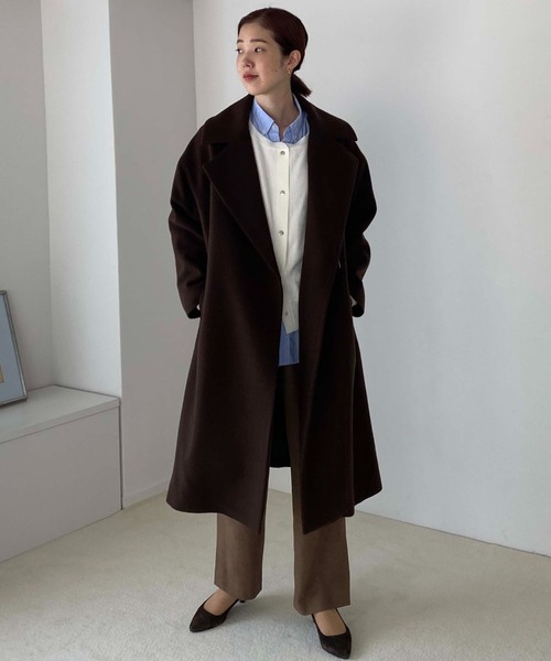 Doux archives（ドゥアルシーヴ）の「ＳＵＰＥＲ１００ビーバー　ＢＩＧチェスターコート（チェスターコート・レディース・ブラック/ブラウン・MEDIUM）」の5枚目の写真