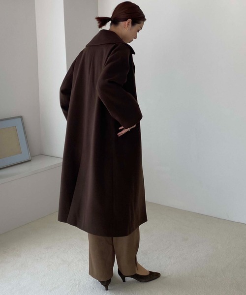 Doux archives（ドゥアルシーヴ）の「ＳＵＰＥＲ１００ビーバー　ＢＩＧチェスターコート（チェスターコート・レディース・ブラック/ブラウン・MEDIUM）」の16枚目の写真