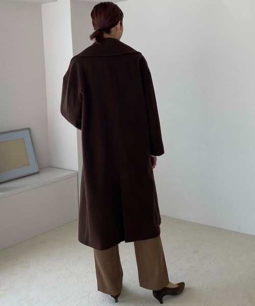 Doux archives（ドゥアルシーヴ）の「ＳＵＰＥＲ１００ビーバー　ＢＩＧチェスターコート（チェスターコート・レディース・ブラック/ブラウン・MEDIUM）」の8枚目の写真