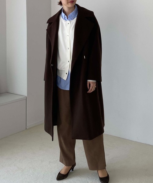 Doux archives（ドゥアルシーヴ）の「ＳＵＰＥＲ１００ビーバー　ＢＩＧチェスターコート（チェスターコート・レディース・ブラック/ブラウン・MEDIUM）」の4枚目の写真